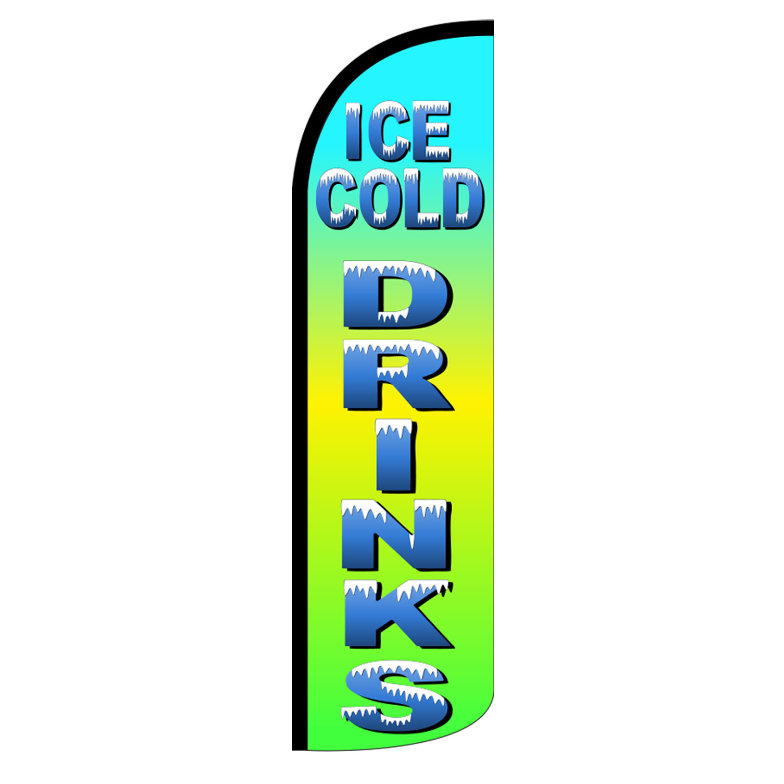 Ice Cold Drinks Windless Advertising Sign Feather Flag Only Banner 30% Wider