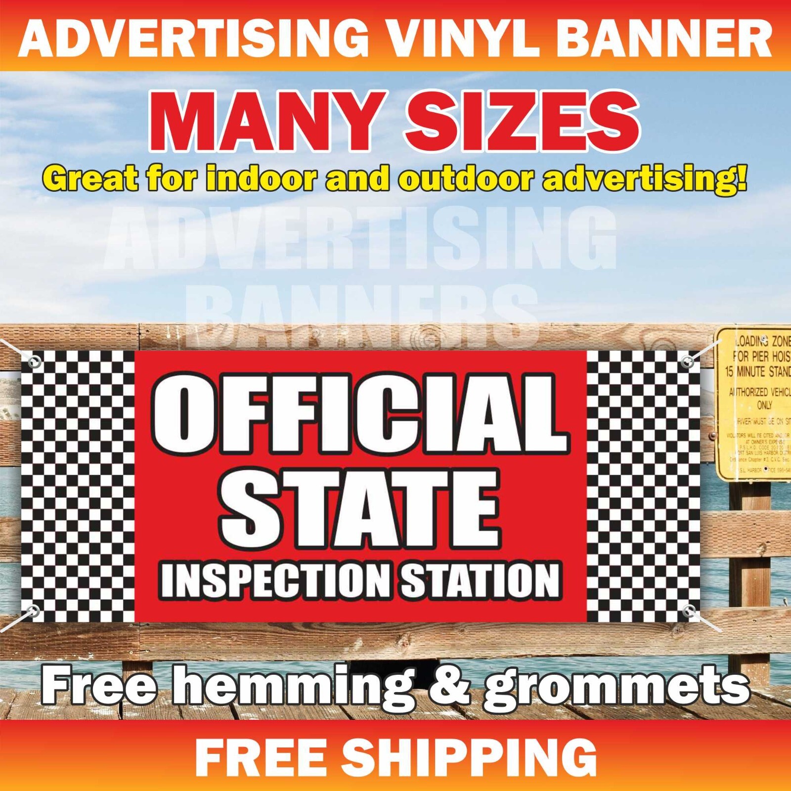OFFICIAL STATE INSPECTION STATION Advertising Banner Vinyl Sign Vehicle Auto Car