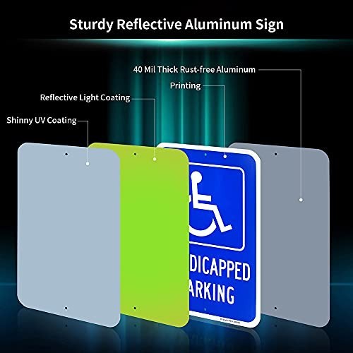 4 Pack Large Handicapped Parking Signs – 18″x12″ Reflective, Rust-Free, Weatherp