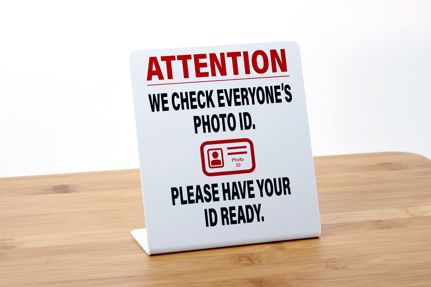 3pk Check Photo ID Signs, Plastic Counter Signs, Free Shipping
