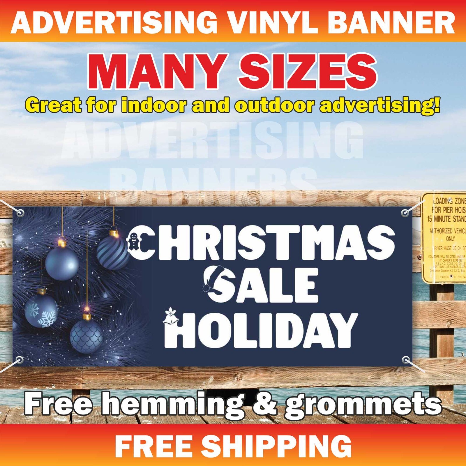 Christmas Sale Holiday Advertising Banner Vinyl Mesh Sign Merry Xmas New Year
