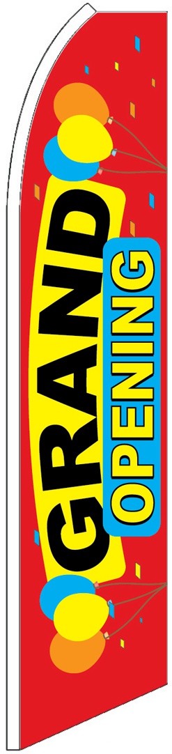 GRAND OPENING FLUTTER FLAG Tall Curved Advertising Sign Feather Swooper Banner