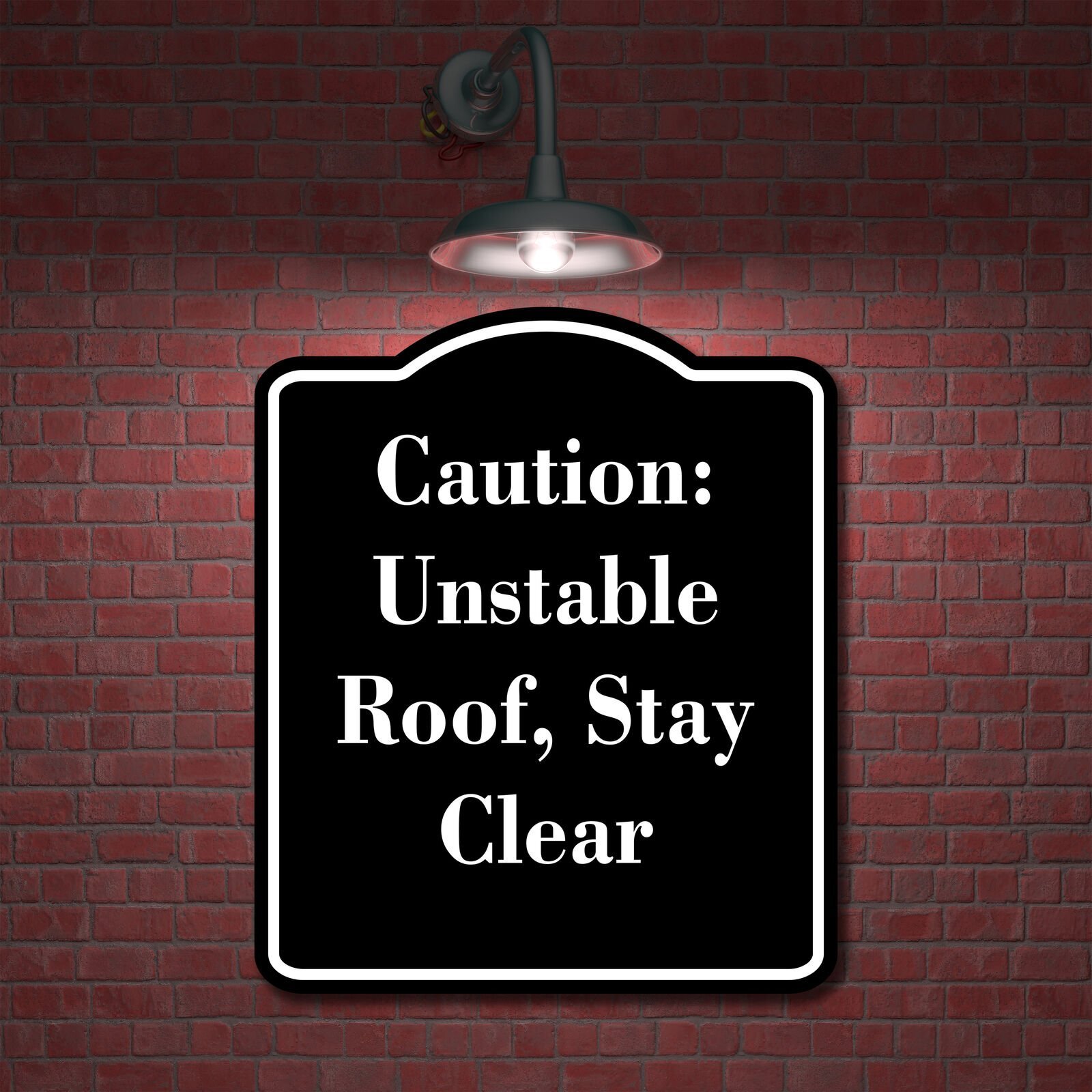 Caution Unstable Roof Stay Clear BLACK Aluminum Composite Sign