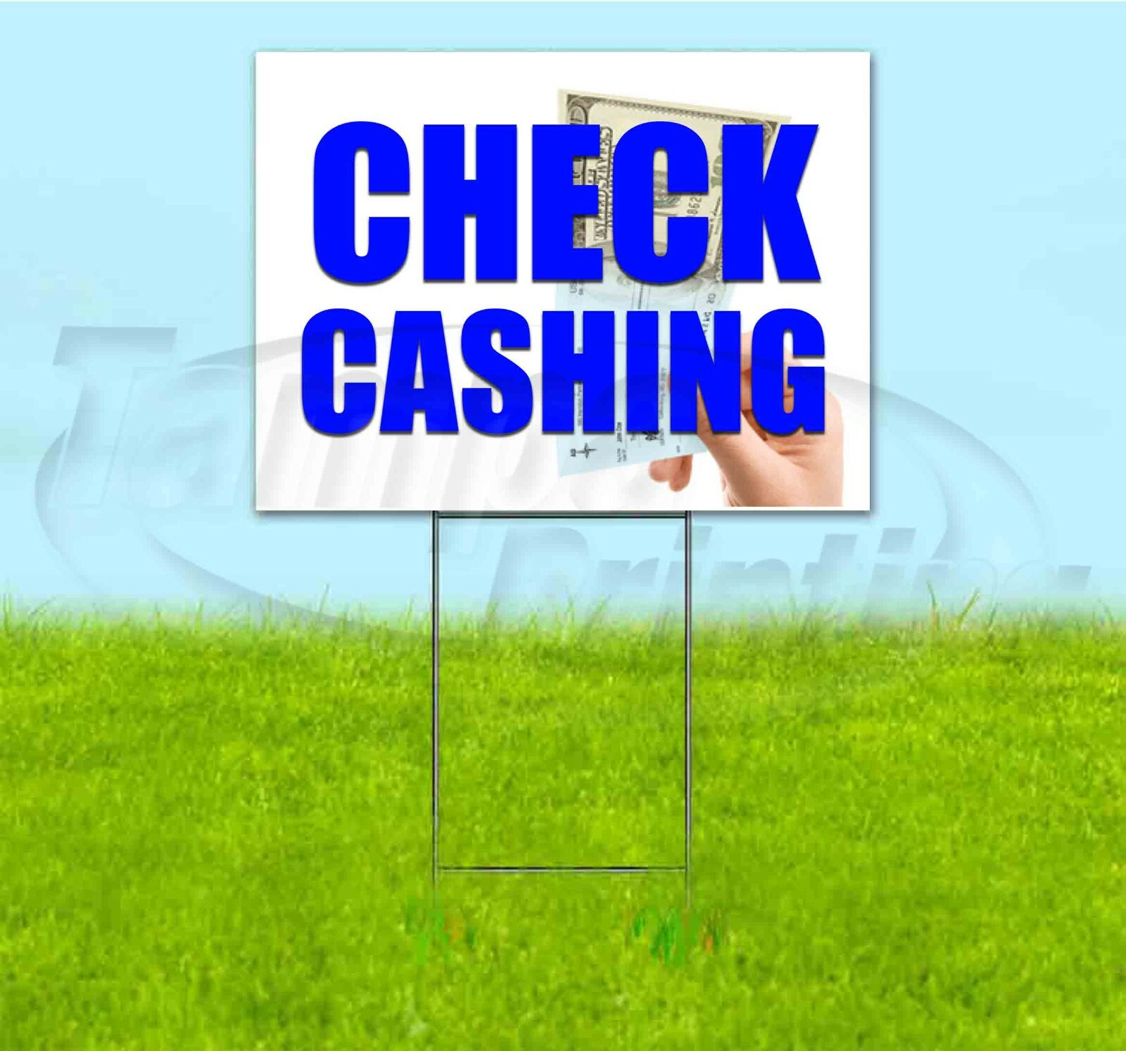CHECK CASHING 18×24 Yard Sign WITH STAKE Corrugated Bandit USA BUSINESS CASH