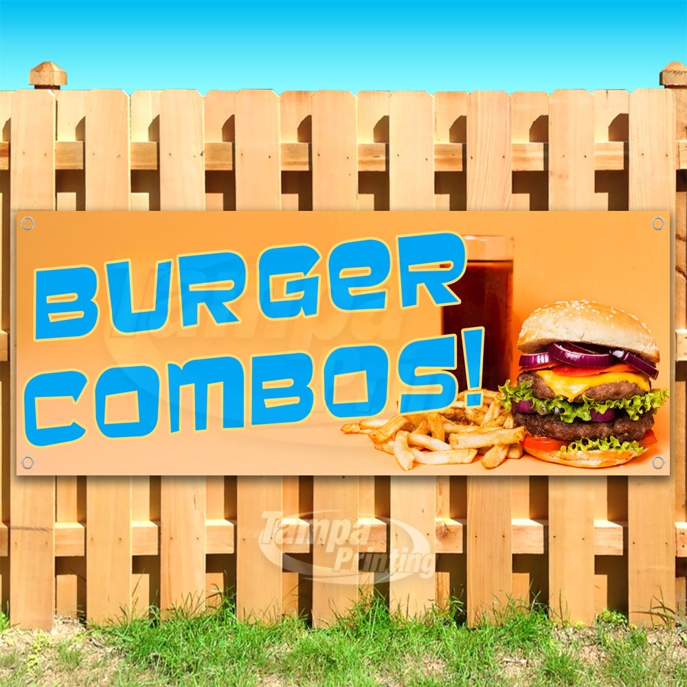 BURGER COMBOS Advertising Food Meal Deals Vinyl Banner Flag Sign USA SB10680