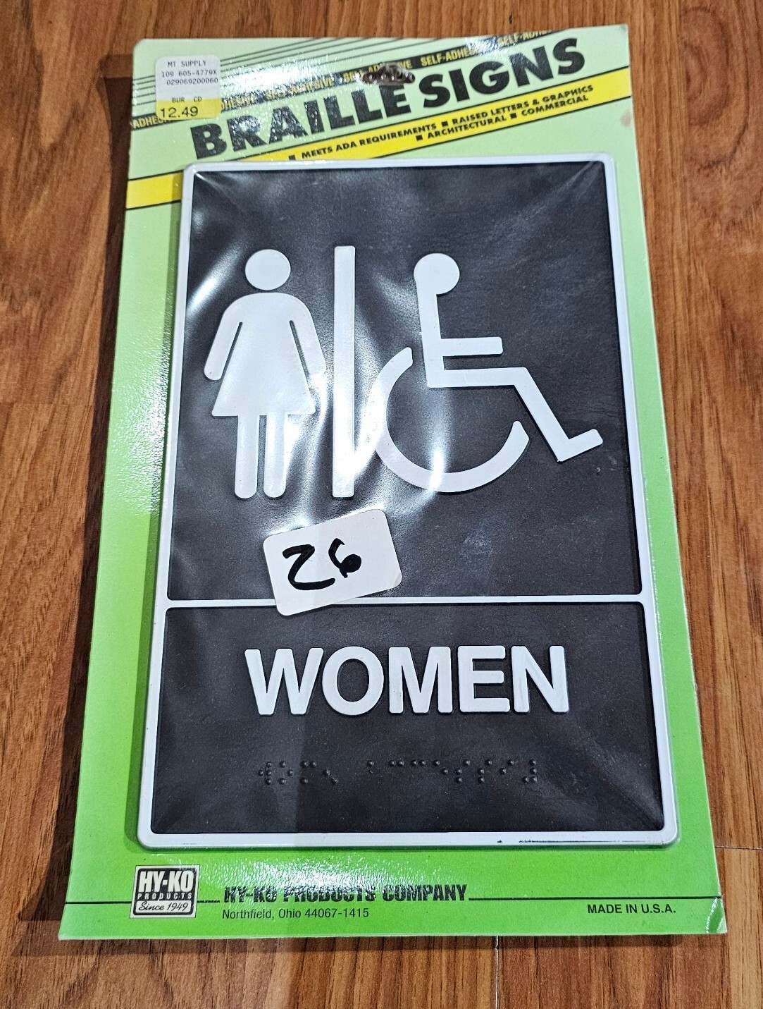 Braille Signs Black Women’s ADA Disability Bathroom Sign 6″ X 9″ Self-Adhesive