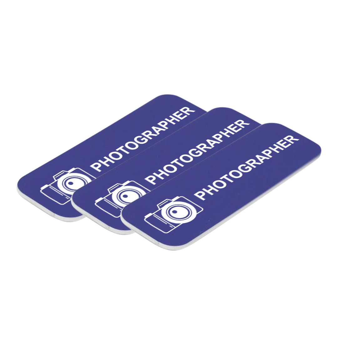 Photographer 1″ x 3″ Name Tag/Badge, (3 Pack)