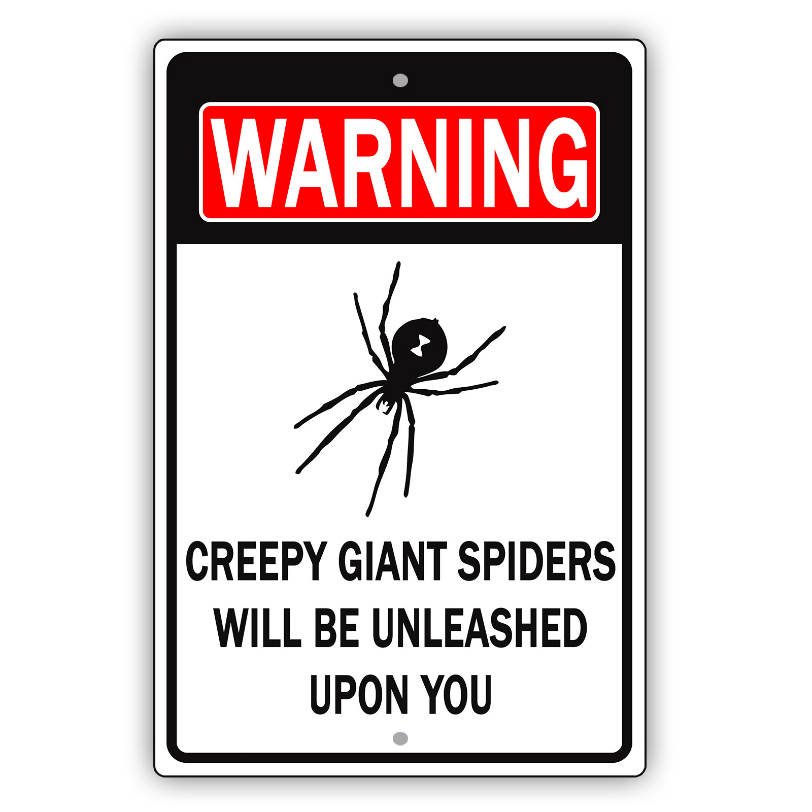 Creepy Giant Spiders Private Property Funny Warning Aluminum Plate Tin Sign