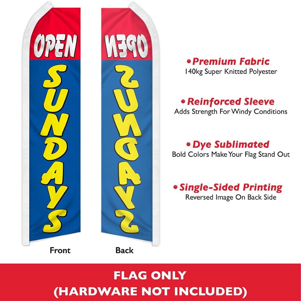 Open Sundays Advertising Swooper Feather Flutter Flag Open RD/BL
