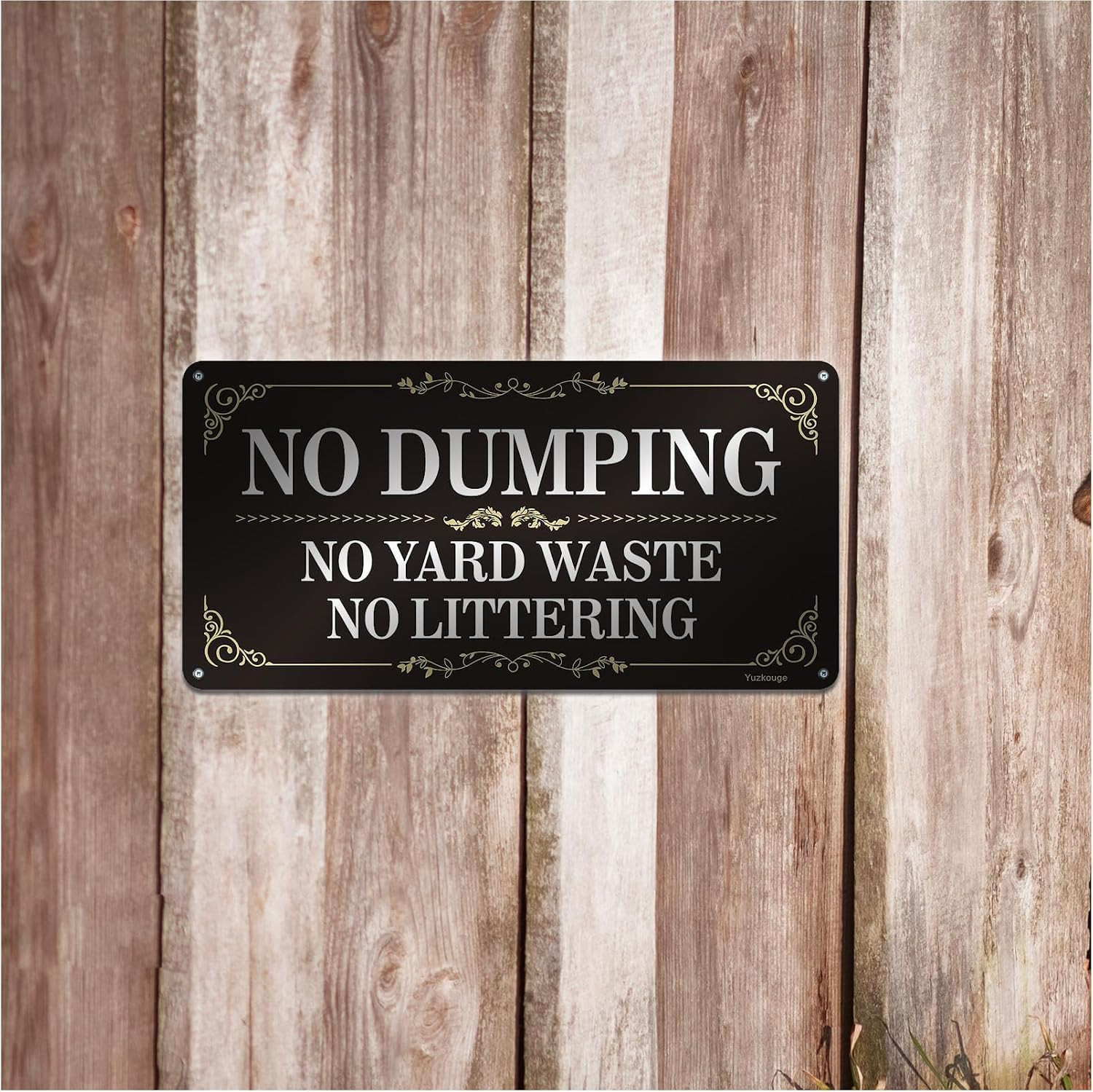 No Dumping No Yard Waste No Littering Sign – 2 Pack, 12X6 in | Rust Free Aluminu