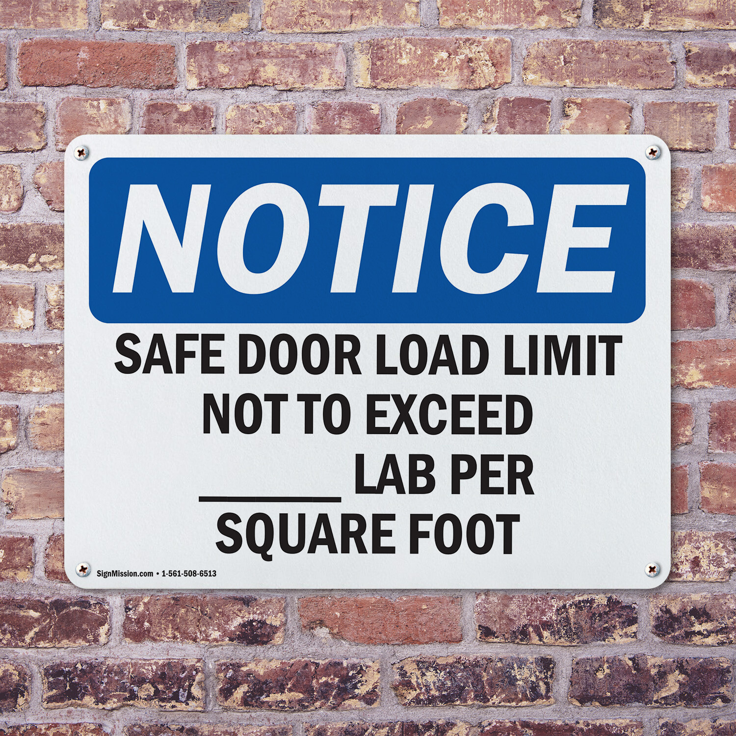 (2 Pack) Safe Floor Load Limit Not To Exceed____Lbs OSHA Notice Sign Decal Metal