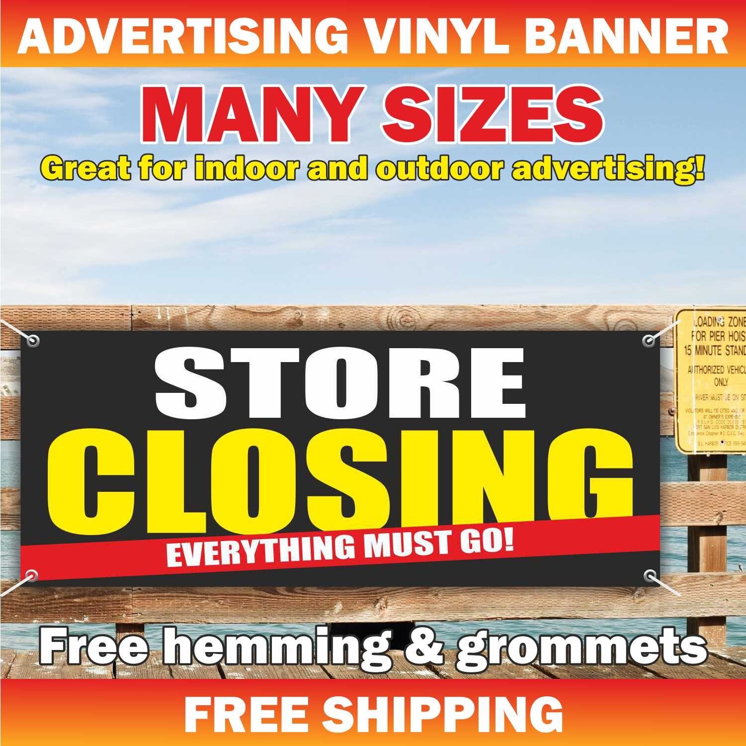STORE CLOSING EVERYTHING MUST GO Advertising Banner Vinyl Sign Sale Discount