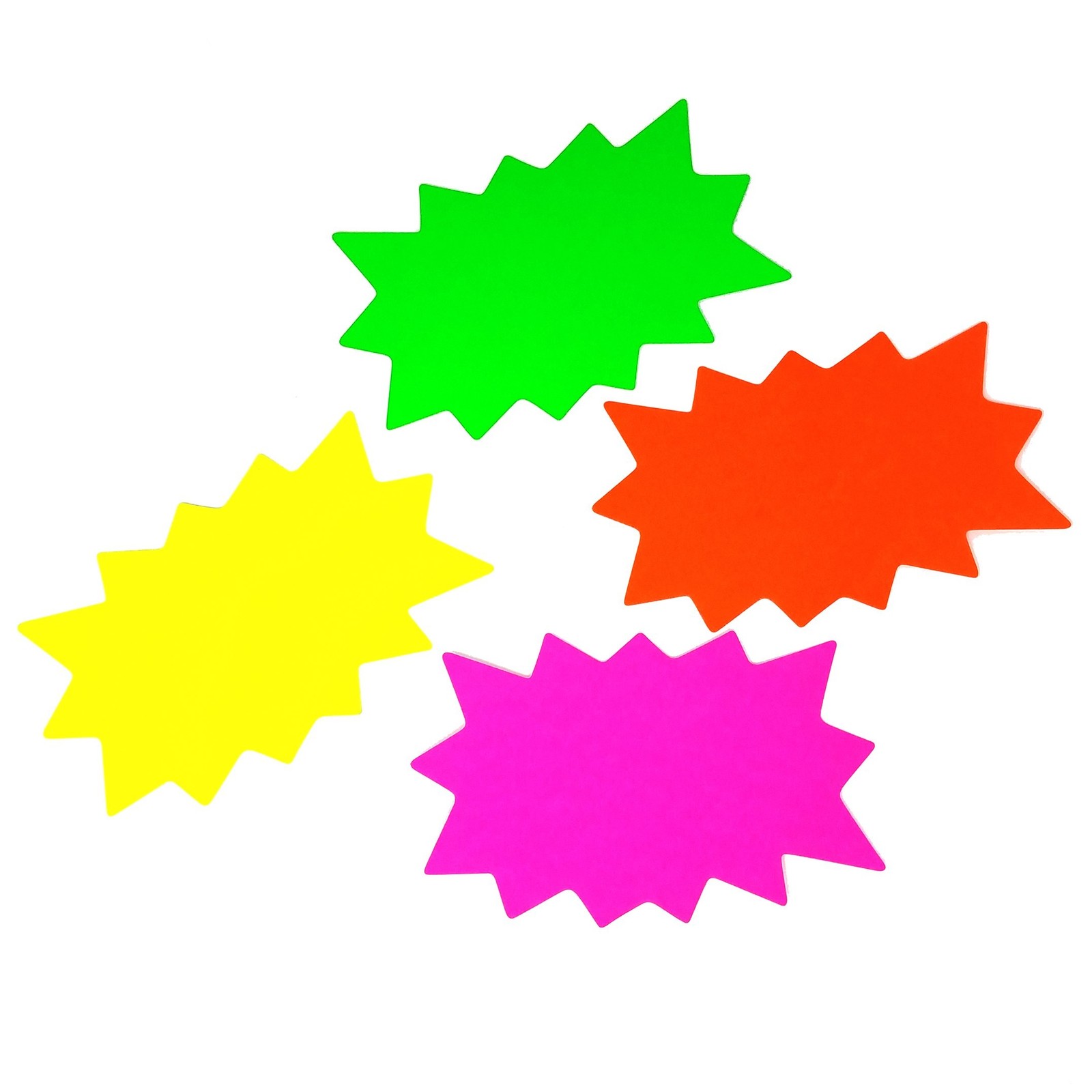 6″ x 9″ Medium BLANK Solar Star Burst Neon Fluorescent Retail Signs – 100 Tot…