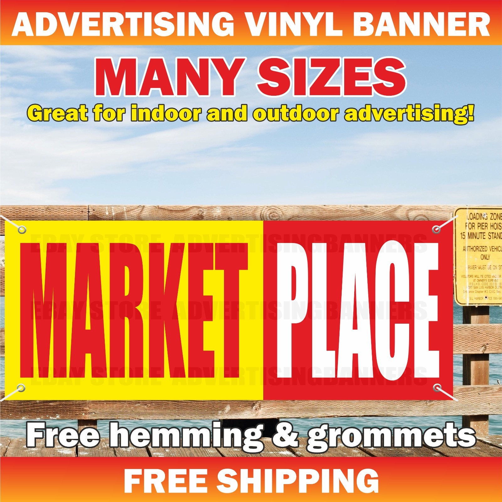 MARKET PLACE Advertising Banner Vinyl Mesh Sign FRESH PRODUCE Farm Market Store