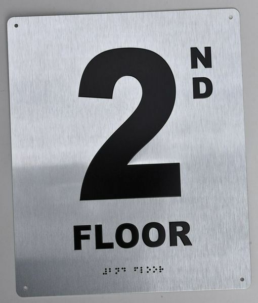 2ND Floor Sign- Floor Number Sign- Tactile Touch Braille Sign……REF24-1027