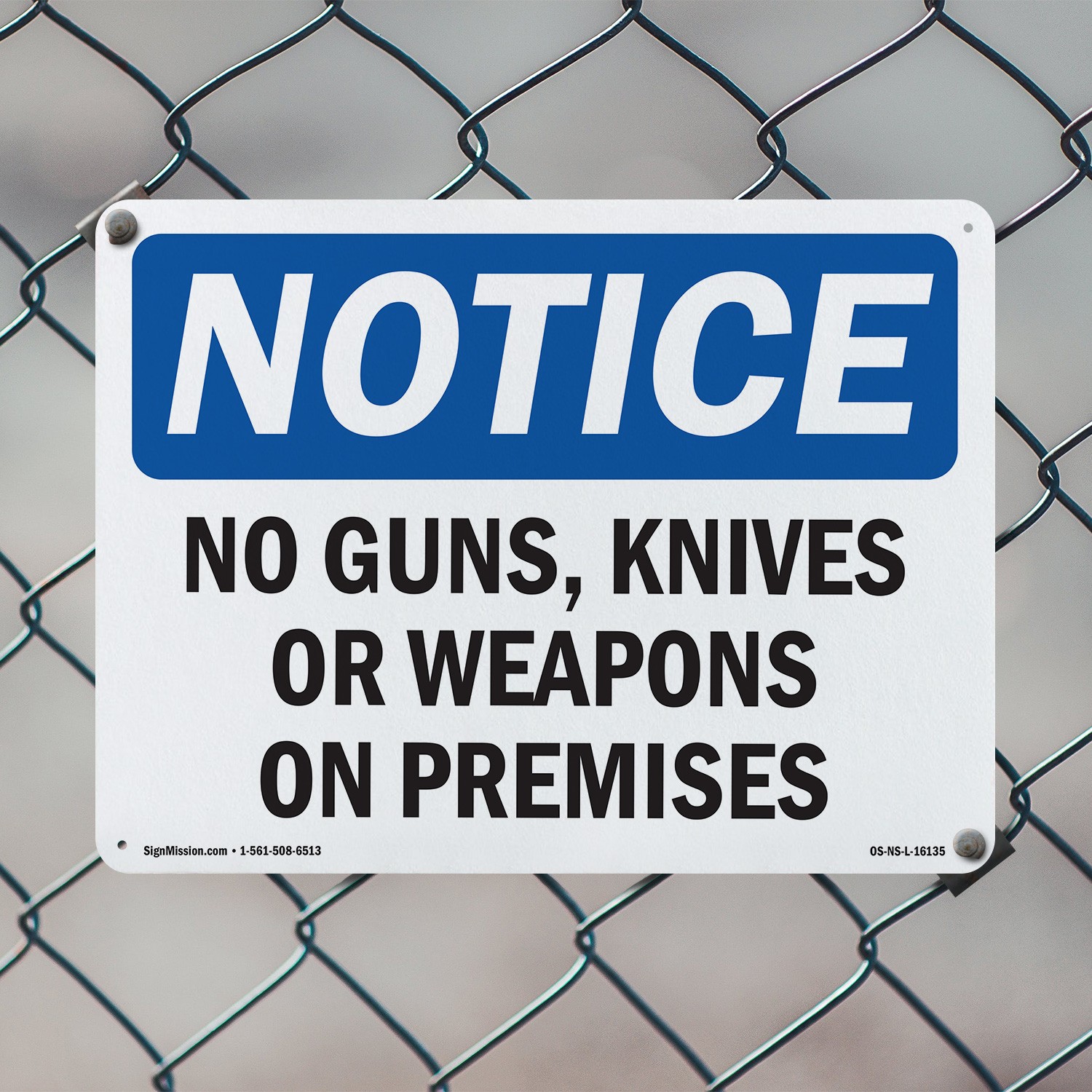 No Guns Knives Or Weapons On Premises OSHA Notice Sign Or Decal – 5 or 10 Pack