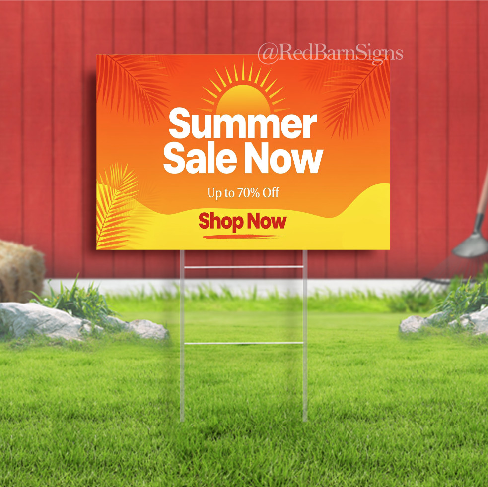 Summer Sale Now Indoor Outdoor Yard Sign with metal stakes