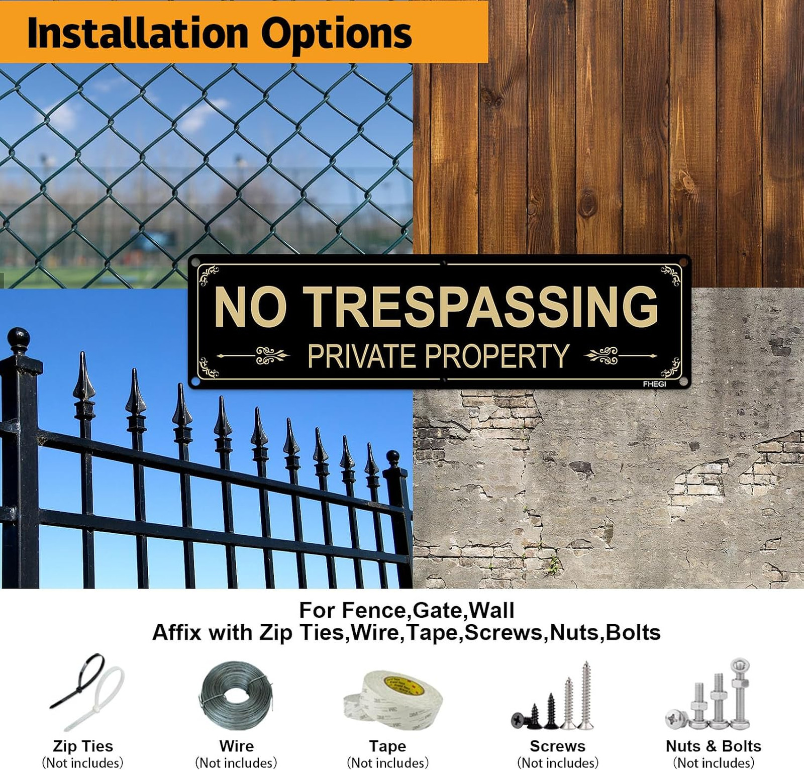 Private Property No Trespassing Signs 12×3 Aluminum Weatherproof Outdoor Metal
