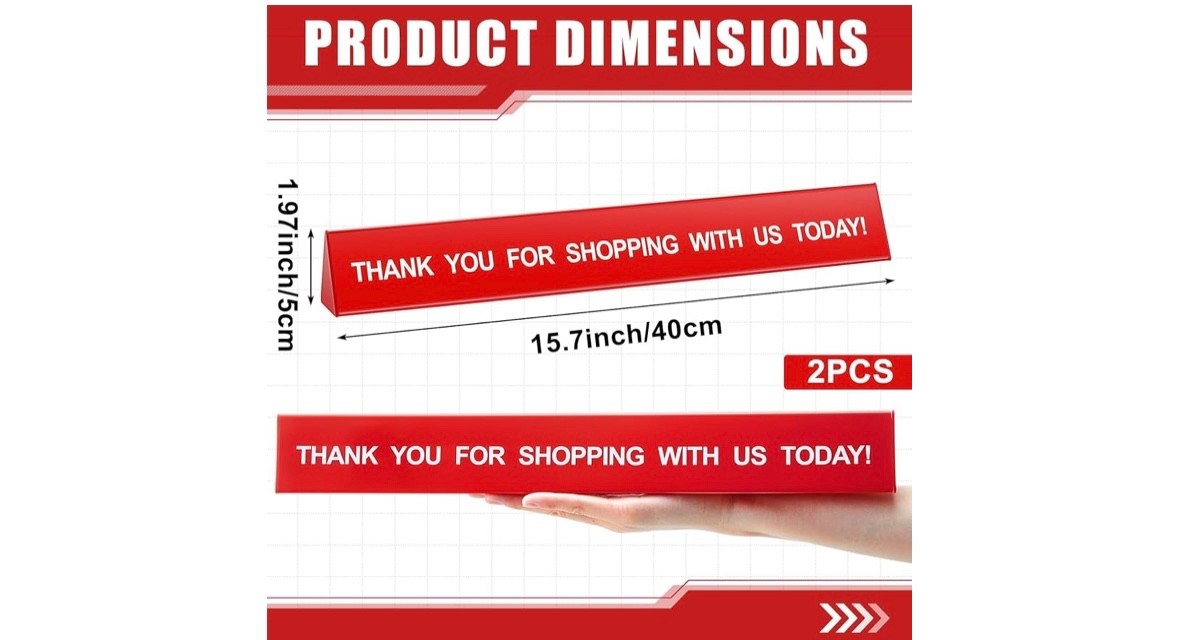 2 Pcs Checkout Lane Divider Sign Double Side Printed Thank You For Shopping With