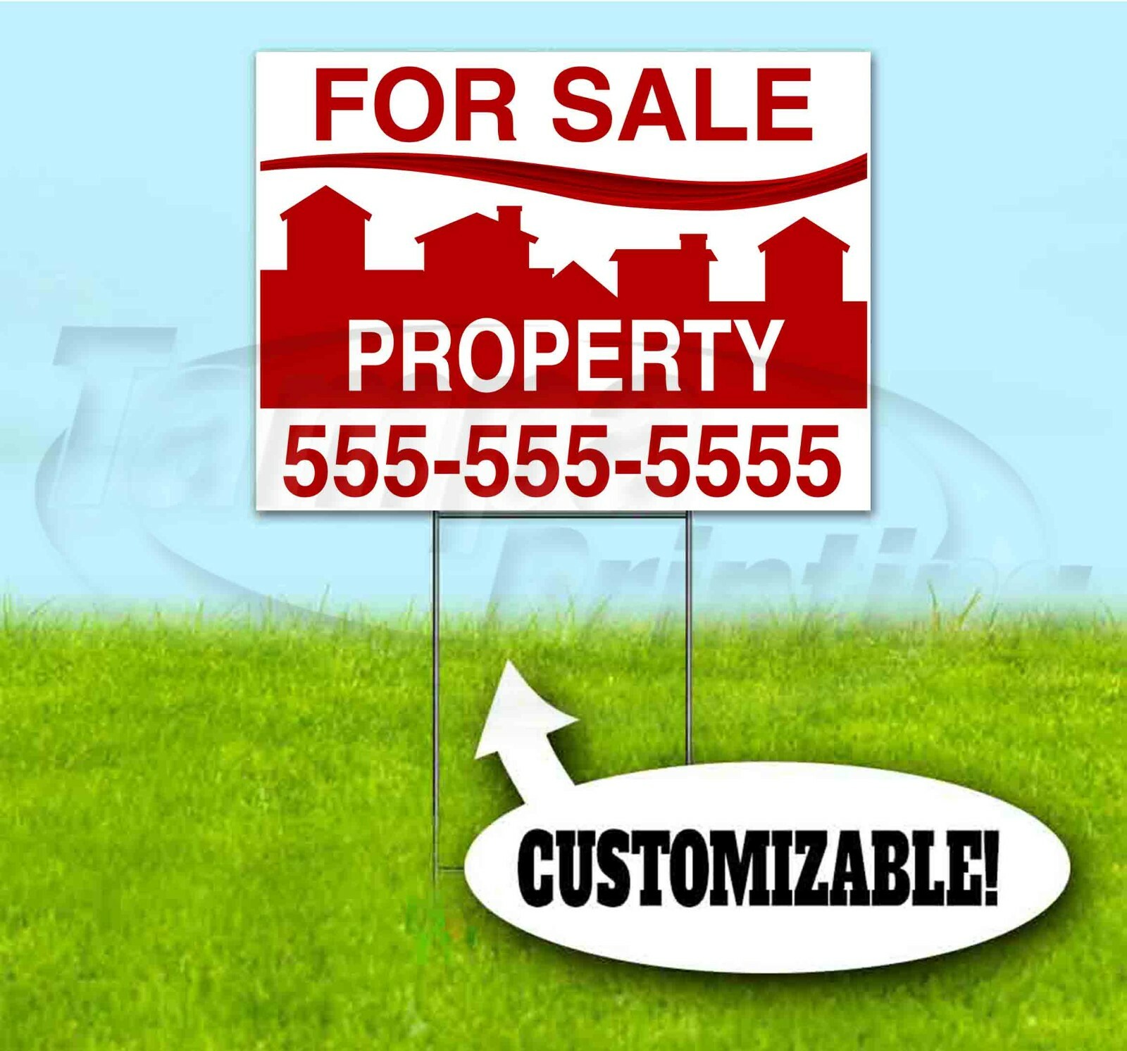 PROPERTY FOR SALE CUSTOM 18×24 Yard Sign WITH STAKE Bandit REALTOR REAL ESTATE