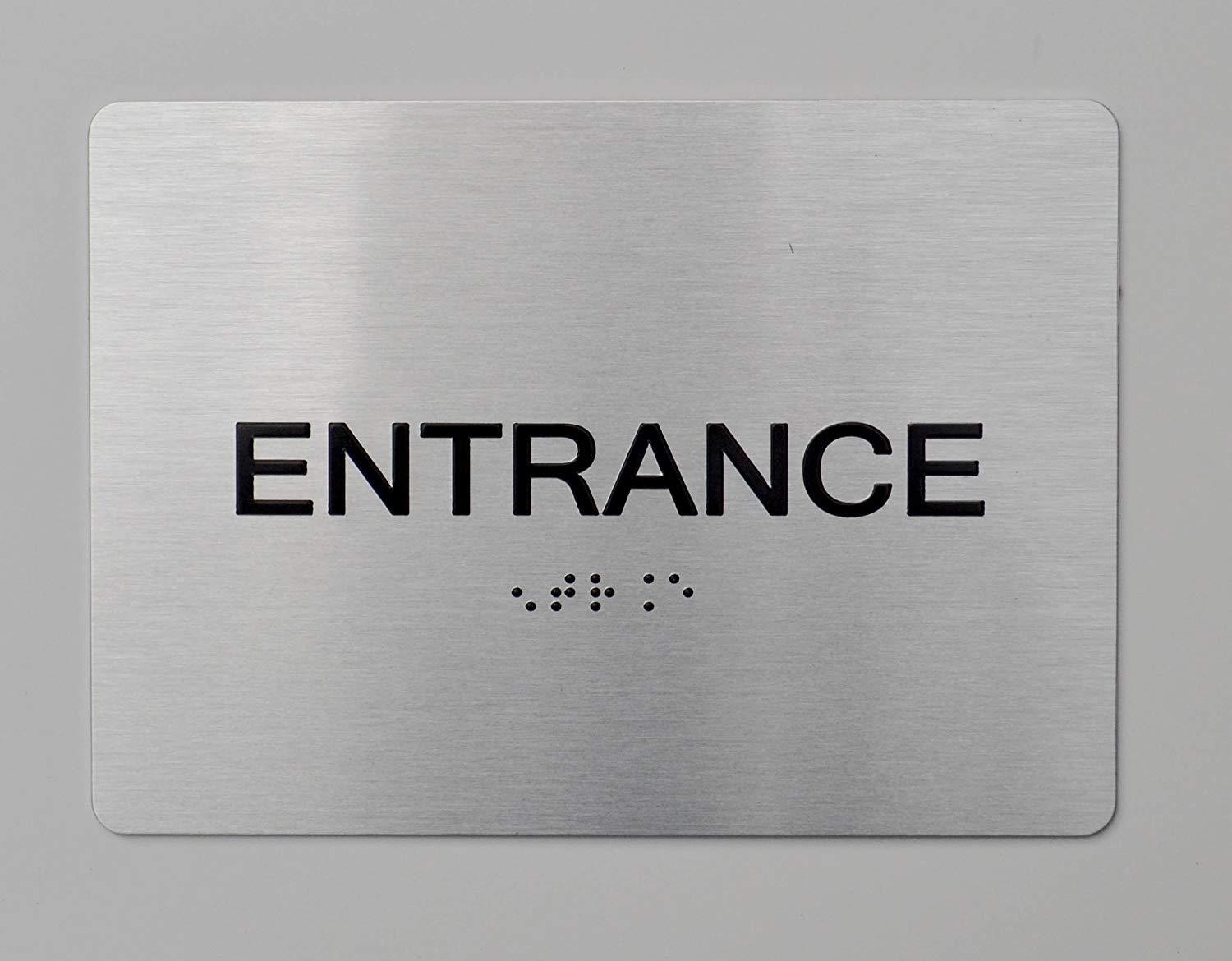 Entrance Compliant Sign. 6″x9″ Sign -(Aluminum, Brush Silver,…-REF24-1027