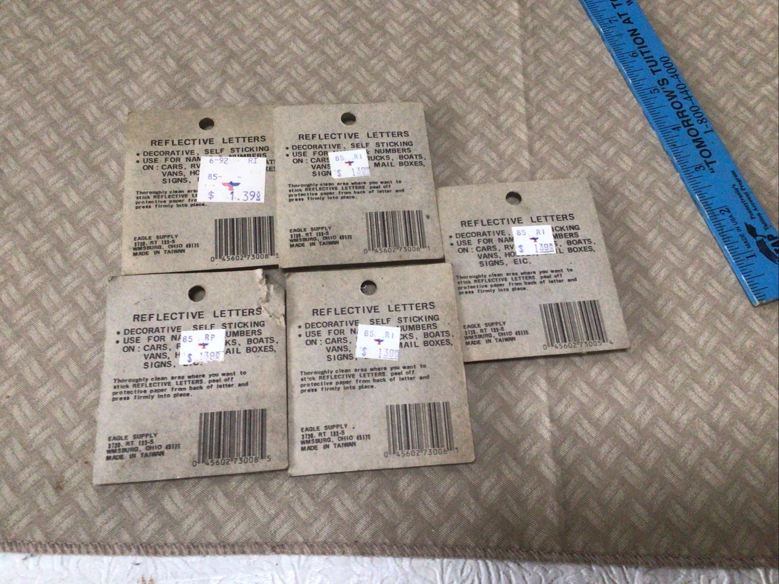 Plastic Reflective Numbers 2″ Eagle Brand 2 # 8, 2# 6 & 1# 5.
