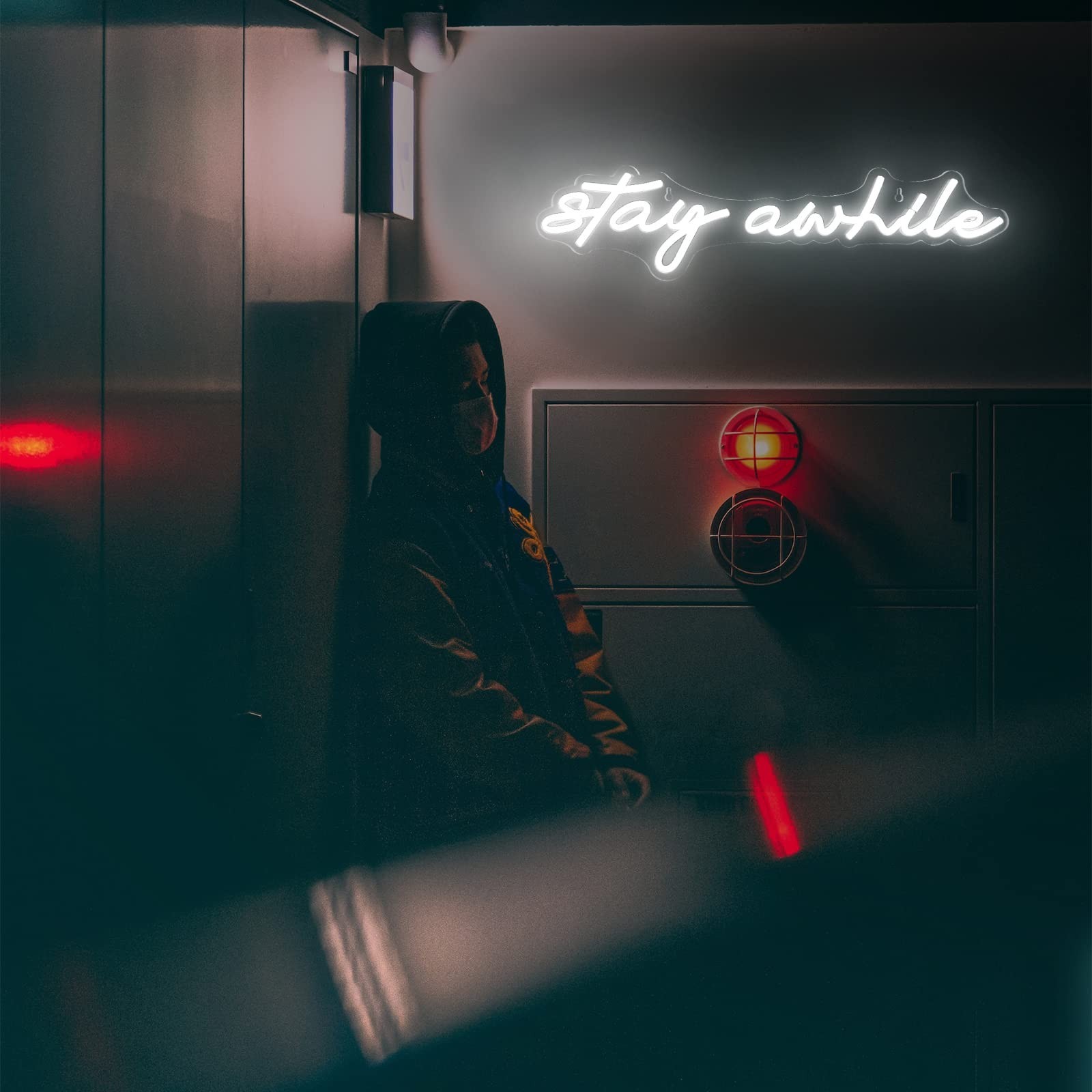 Stay Awhile Neon Signs – IMEGINA Dimmable LED Neon Sign for Wall Decor 19.7×5…
