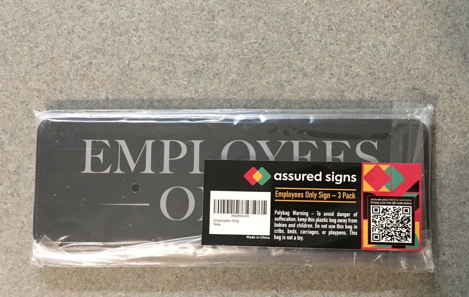 Employees Only Sign Kit (3 pack) Adhesive mount