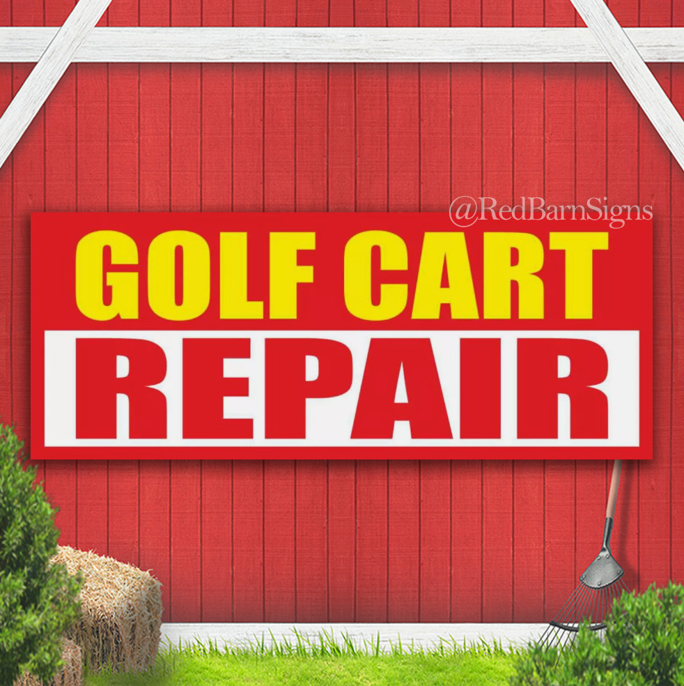 GOLF CART REPAIR Advertising Banner Vinyl Sign Service Mechanic Check Fix