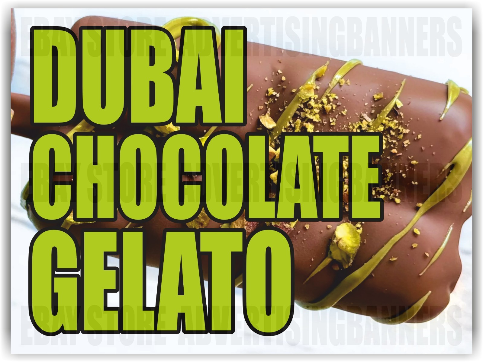 DUBAI CHOCOLATE GELATO Yard Sign with H-Stakes Snow Cones Shaved ICE CREAM