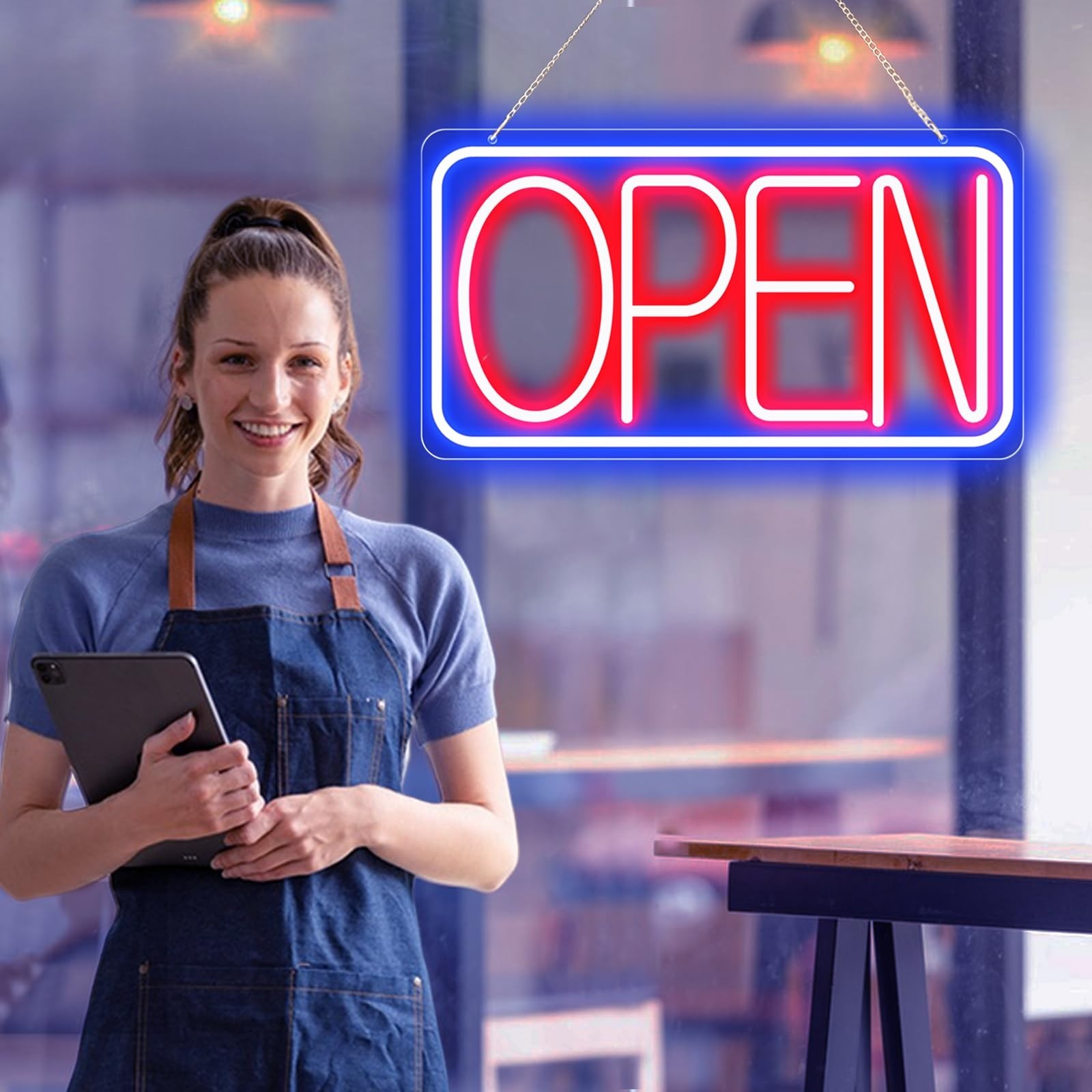 Ultra Bright 16.5″ x 9″ LED Neon Open Sign for Business – Plug In Light Up Displ