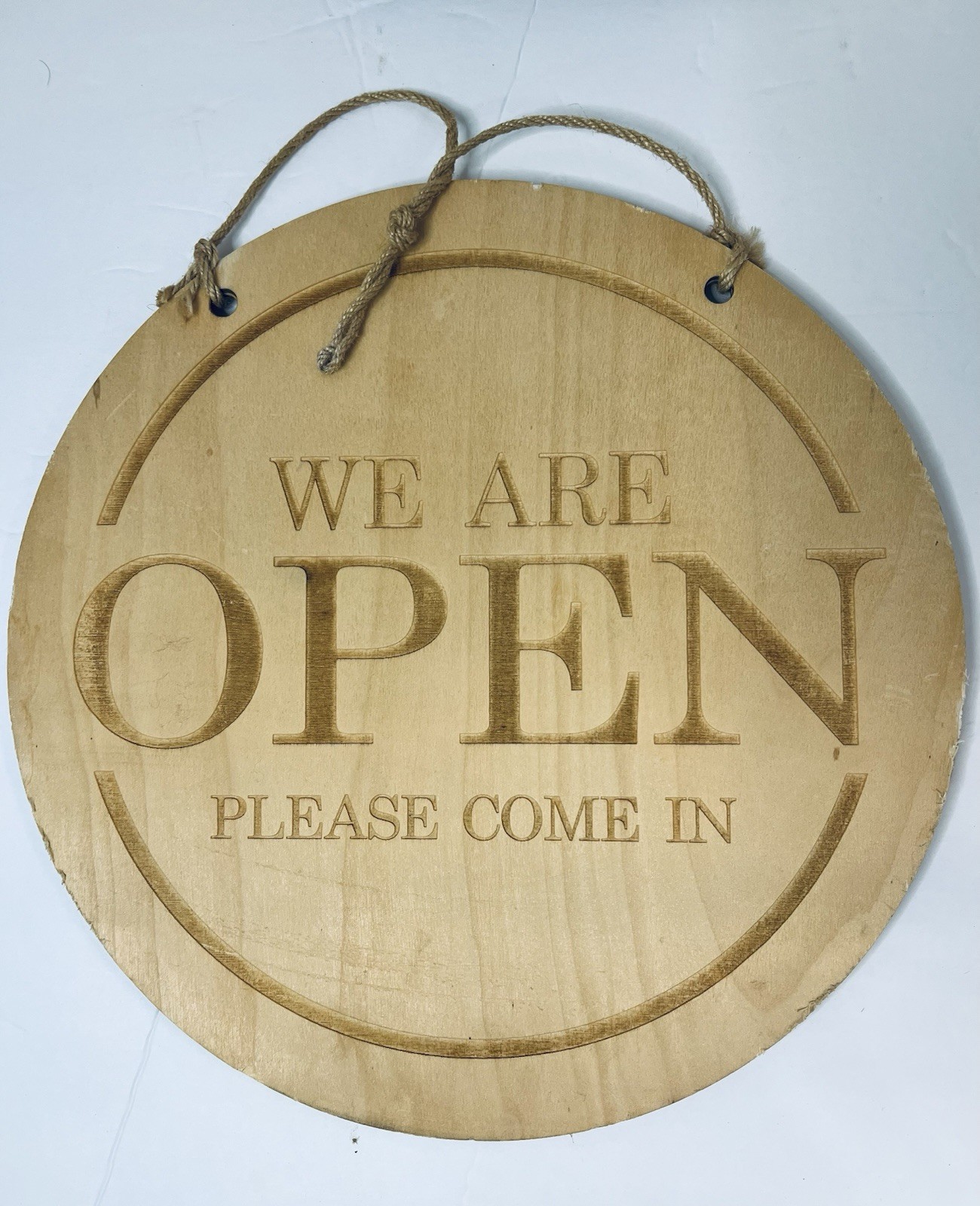 Set of 4 Rustic Birch Wood Business Signs Dressing Room Restroom Open Close