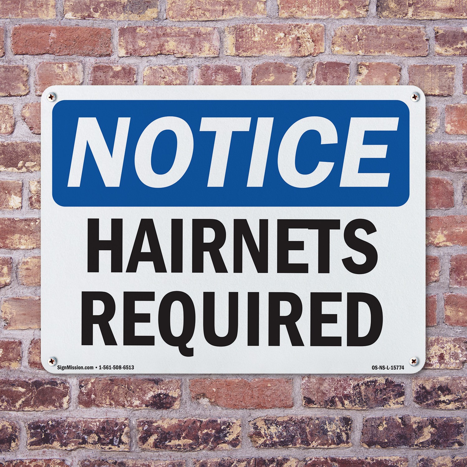 Hairnets Required OSHA Notice Sign Metal, Plastic, Or Decal – 5 or 10 Pack