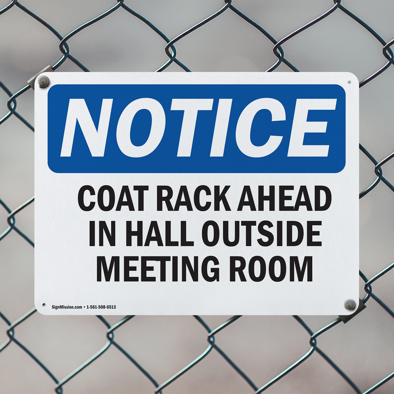 (2 Pack) Coat Rack Ahead In Hall Outside Meeting Room OSHA Notice Sign Decal