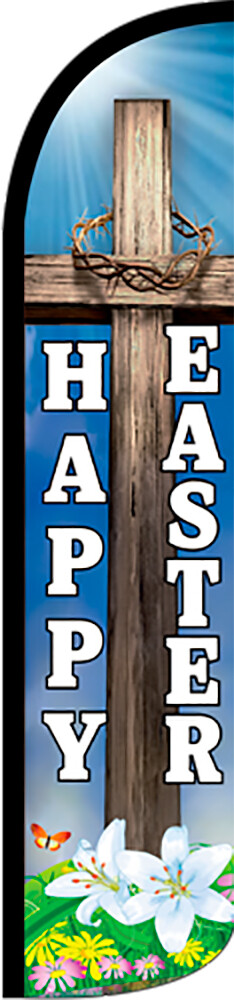 Happy Easter Windless Polyknit Feather Flag (2.5 x 11.5 feet)