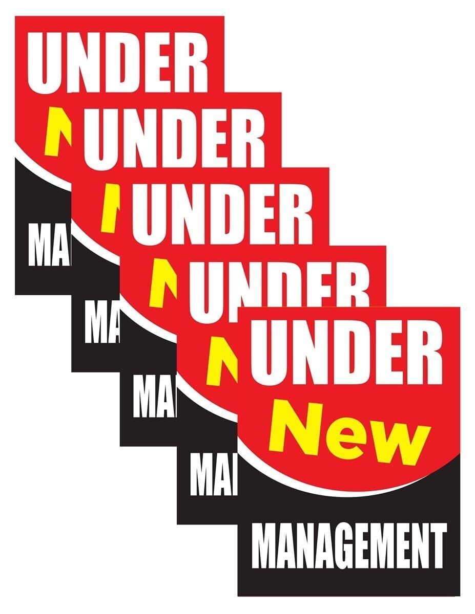 Under New Management | Retail Window Display Sign | 18″W x 24″H | 5 Pack