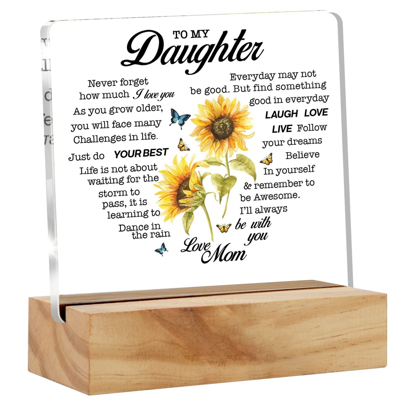 Daughter Gift Daughter Gifts From Mom, Daughter I Love You Desk Decor Floral
