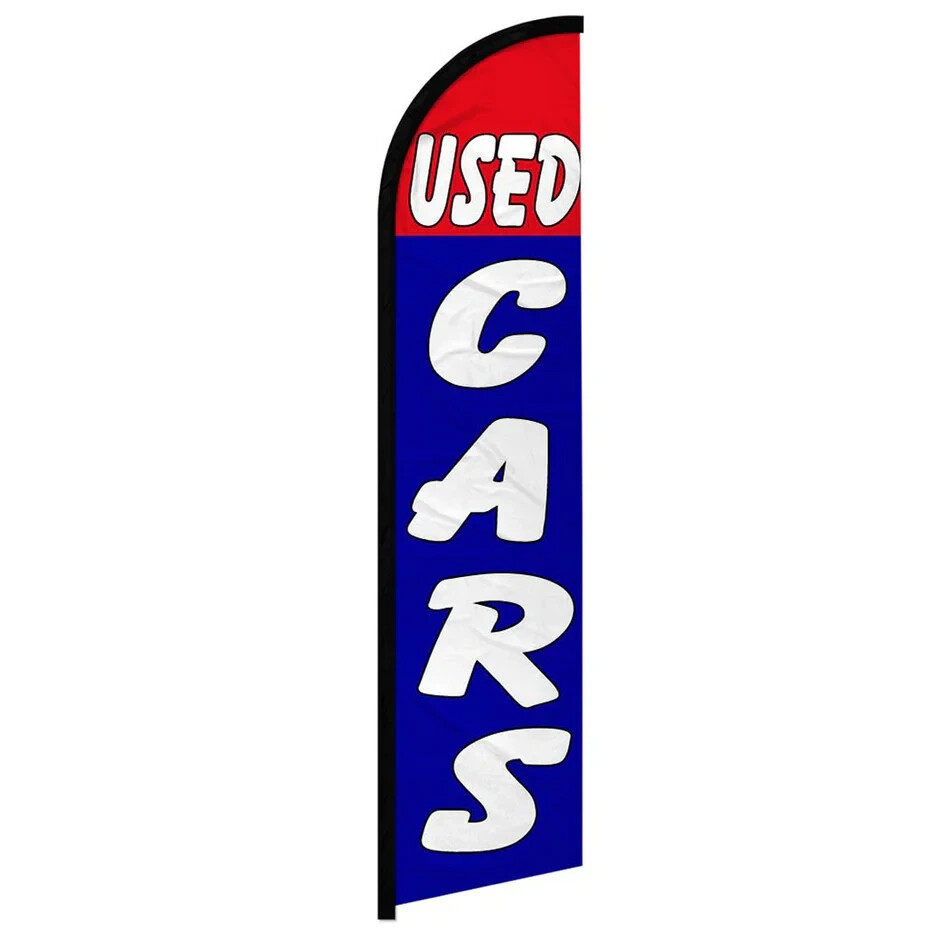 Used Cars (RD/BL) Windless Full Sleeve Advertising Auto Dealership Banner Flag