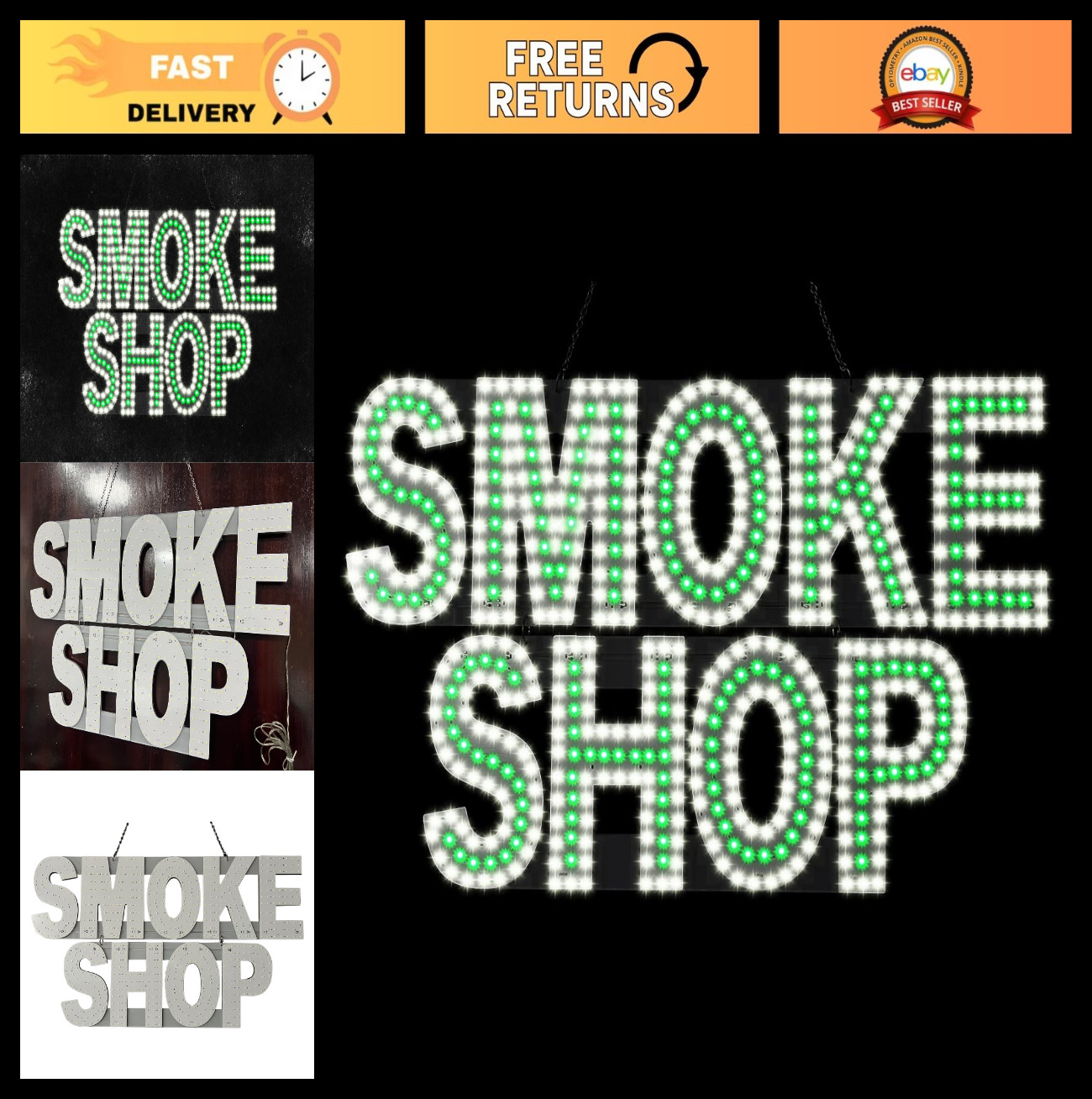 30″x20″ Bright LED Smoke Shop Sign – High Visibility Illuminated Storefront Deco