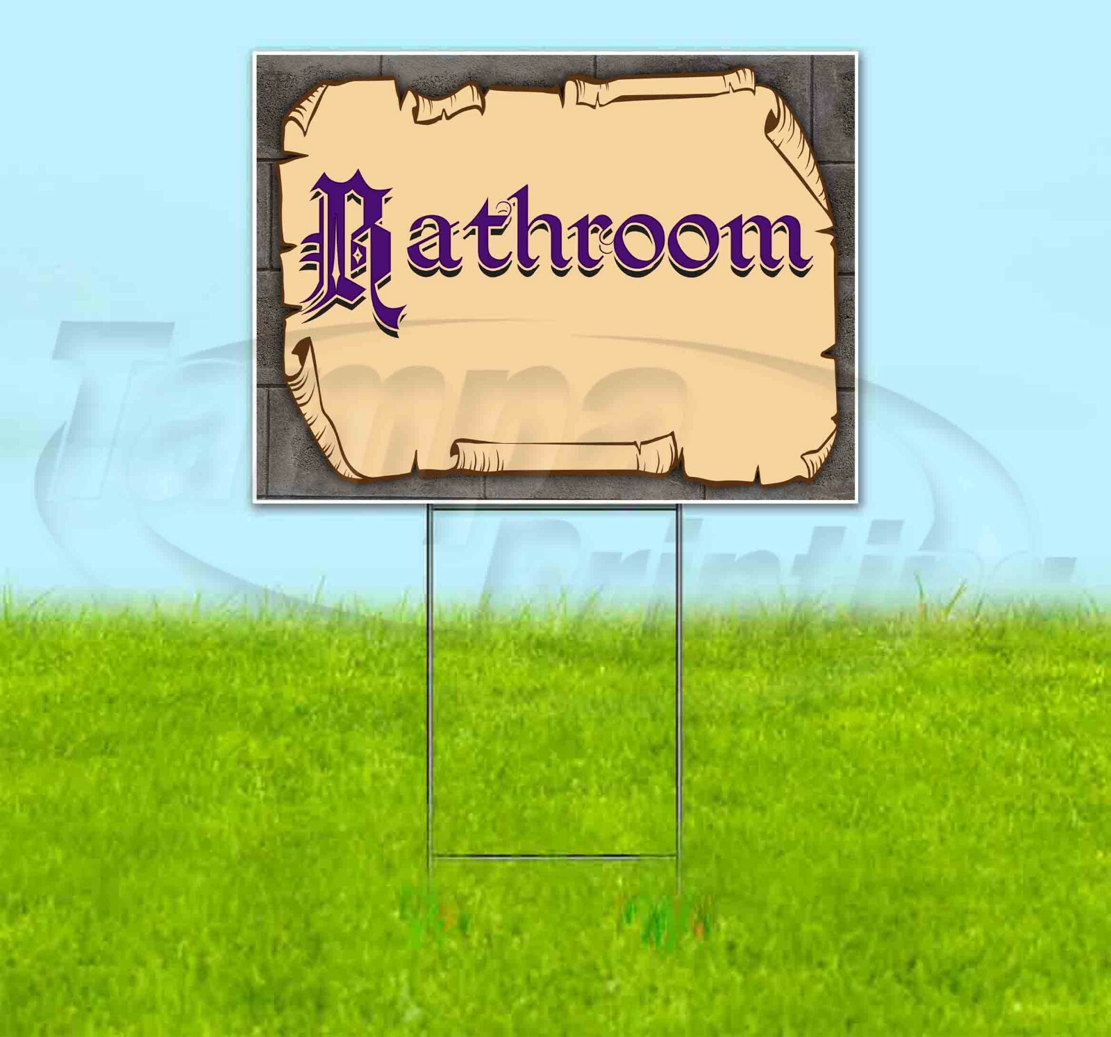 BATHROOM 18×24 Yard Sign Corrugated Plastic Bandit Lawn Business USA MEDIEVAL