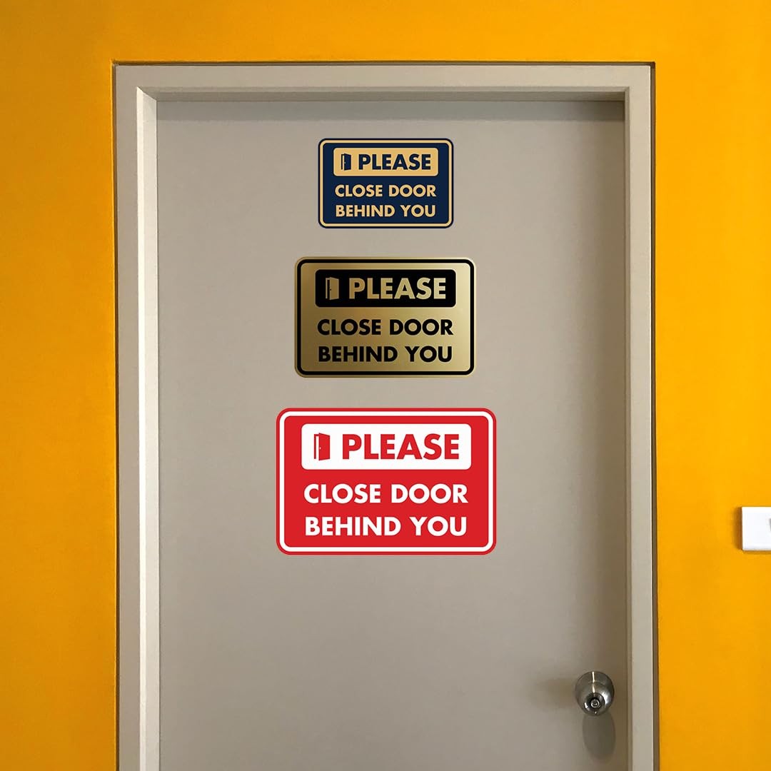Signs Bylita Classic Framed Please Close Door Behind You Sign Brushed Silver