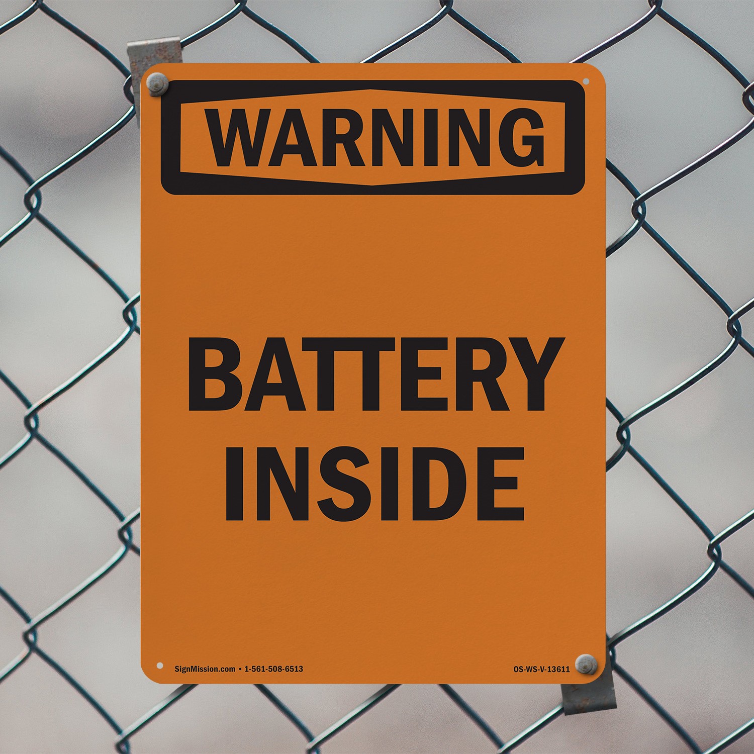 Battery Inside OSHA WARNING Sign Metal, Plastic, Or Decal – 5 or 10 Pack
