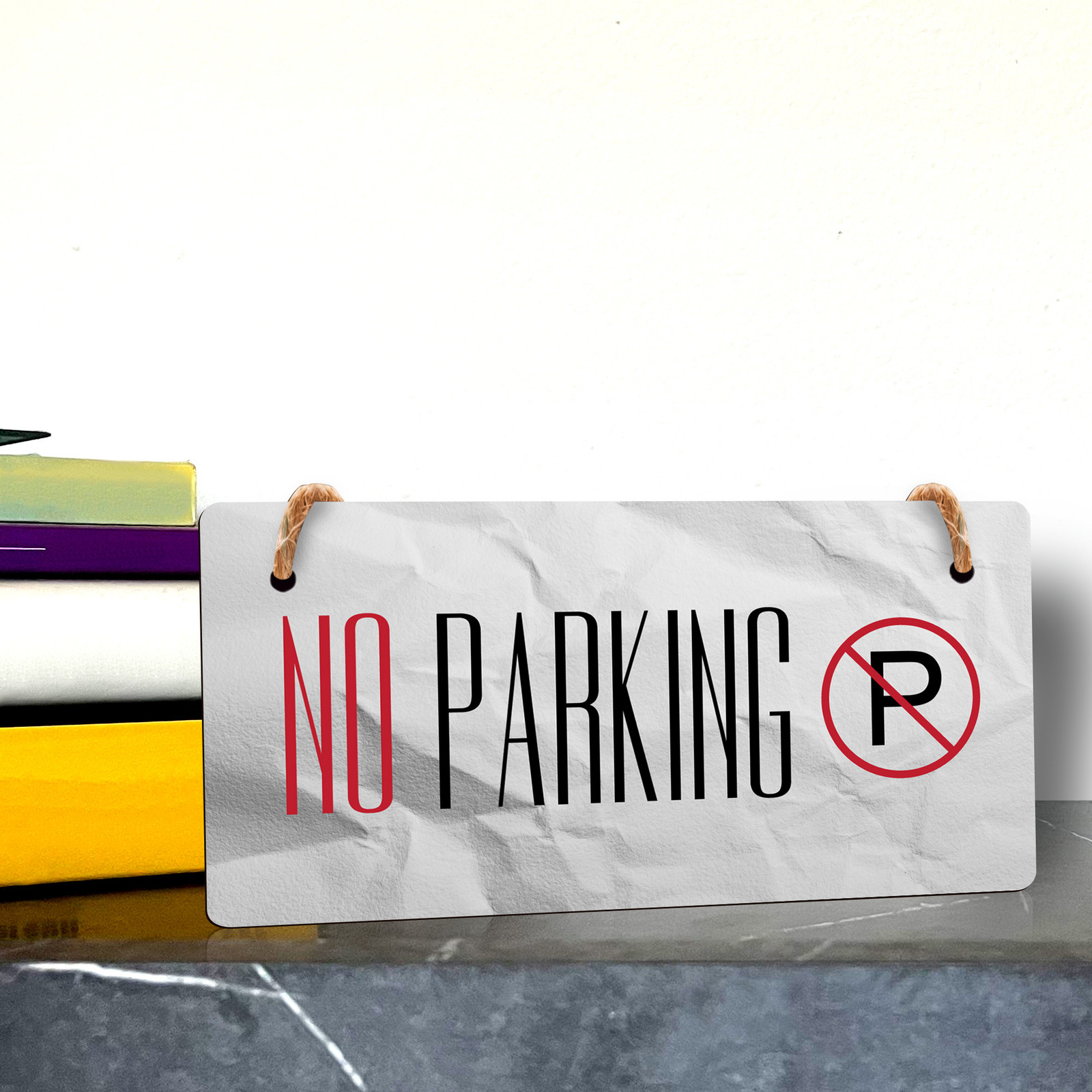 No Parking 5″ x 10″ Hanging Wall or Door Sign | Rustic Twine | Home and Business