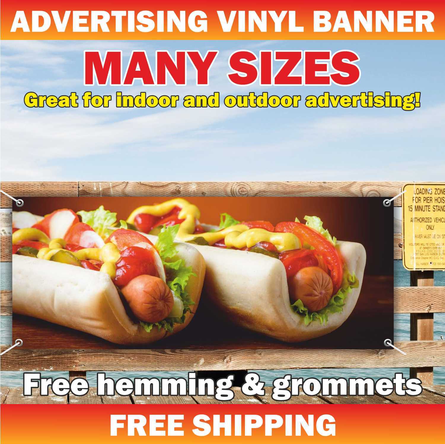 HOT DOGS Advertising Banner Vinyl Mesh Sign coffee fast food burger tea bar soda