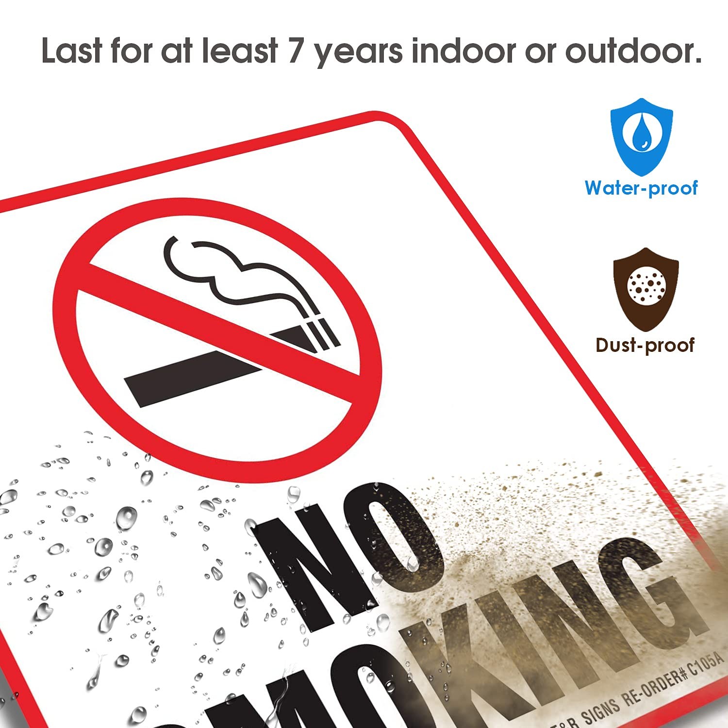 No Smoking Sign Stickers 6 Pack 6 x 6 Inches 4 Mil Vinyl Laminated for Ult…