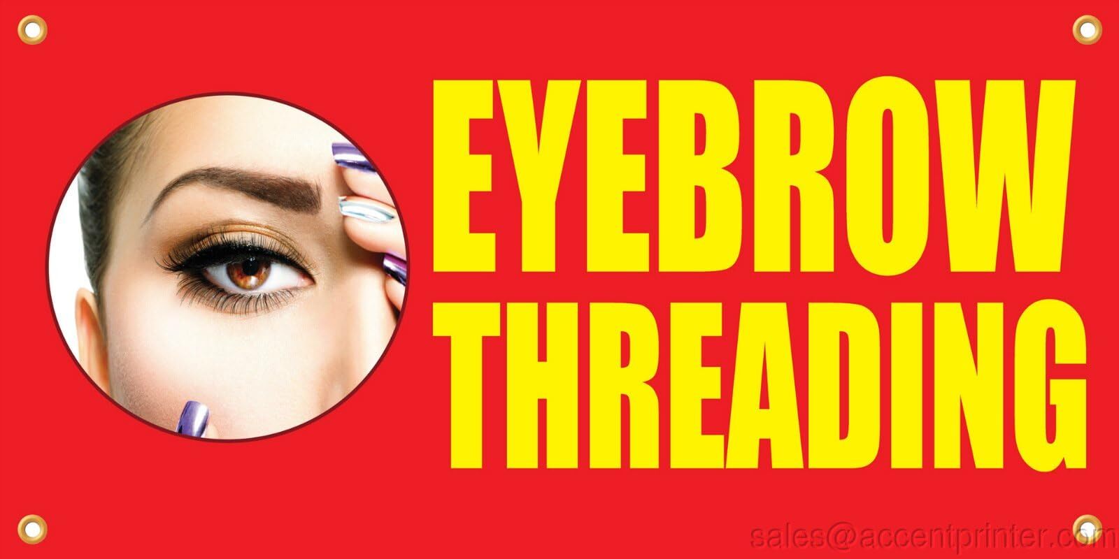 Eyebrow Threading | Vinyl Banner w/ Grommets | 3’H x 6’W