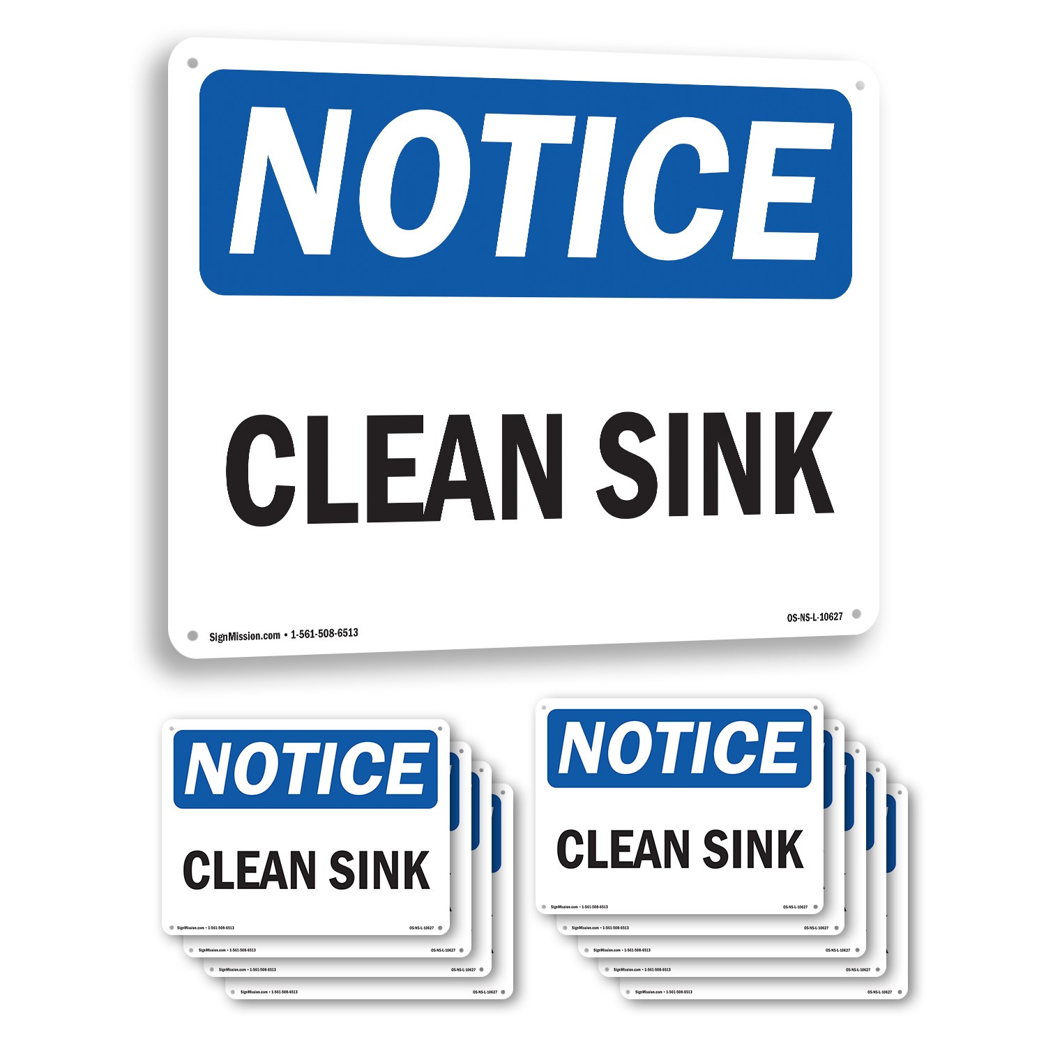 Clean Sink OSHA Notice Sign Metal, Plastic, Or Decal – 5 or 10 Pack