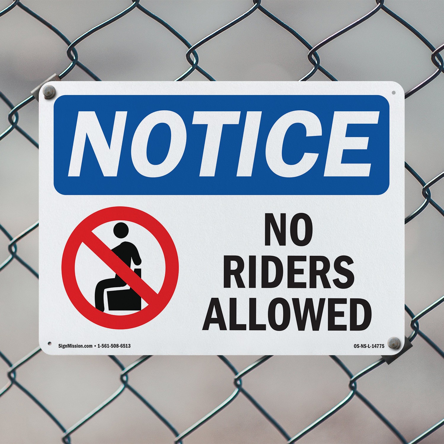 No Riders Allowed OSHA Notice Sign Metal, Plastic, Or Decal – 5 or 10 Pack