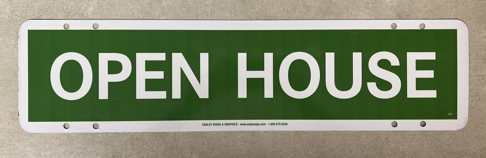 Aluminum Real Estate “OPEN HOUSE” Green Hanging Double Sided Sign Rider 24” x 6”