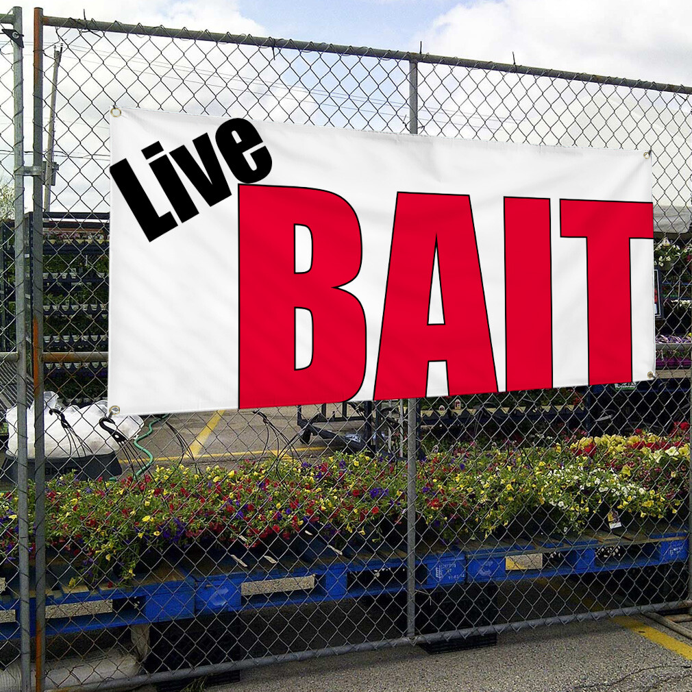 Vinyl Banner Multiple Sizes Live Bait Outdoor Advertising Printing A Retail Bait